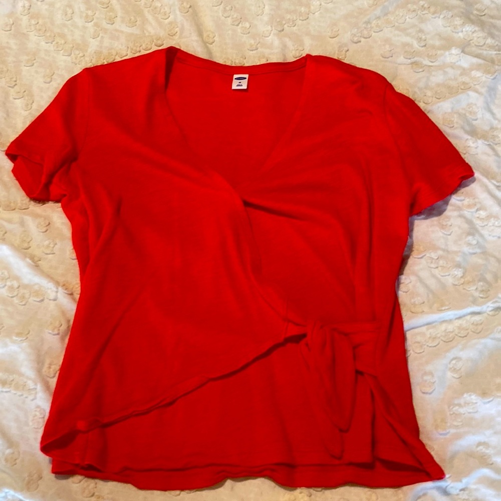 XS red-orange old navy wrap style top